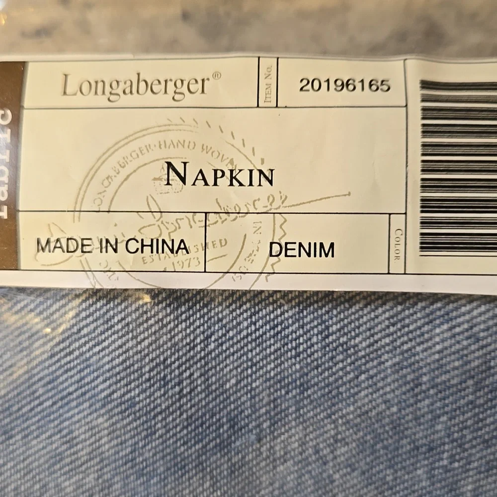 Longaberger Blue Denim Napkin Liner